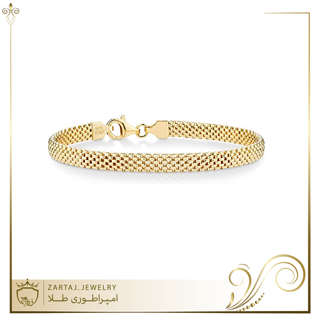 دستبند طلا ایتالیایی پهن زنجیری